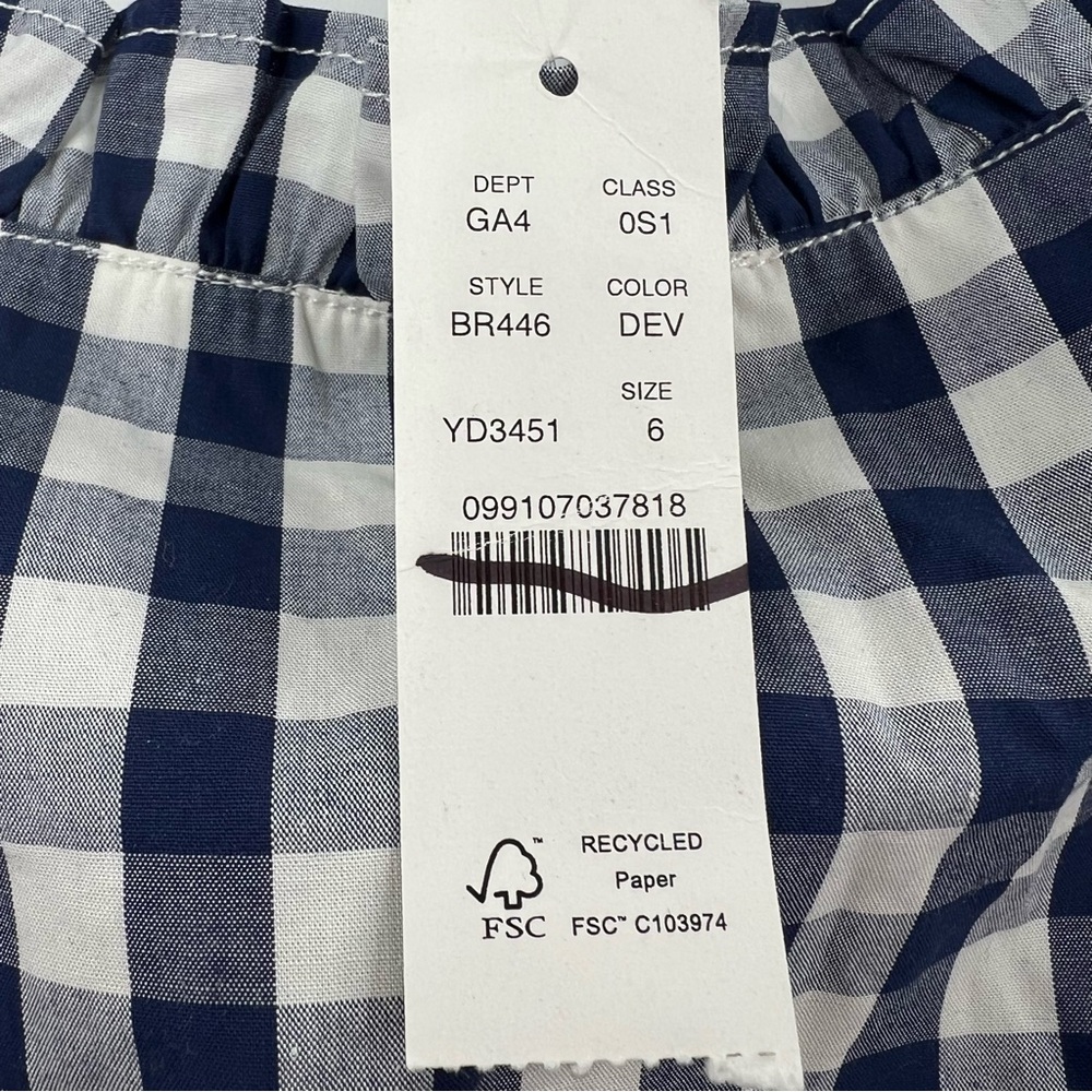 J Crew NWT Ruffle-trim Stretch Cotton Poplin Mini Dress in Gingham Navy size 6 - Picture 5 of 11